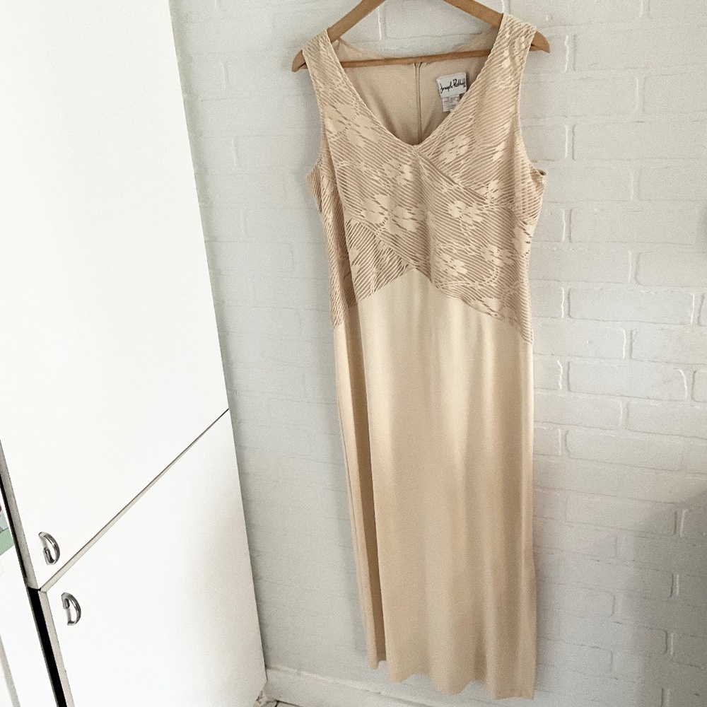 Joseph Ribkoff Vintage Formal Maxi Dress Lace Bodice Cream Sz 12 - Picture 3 of 16